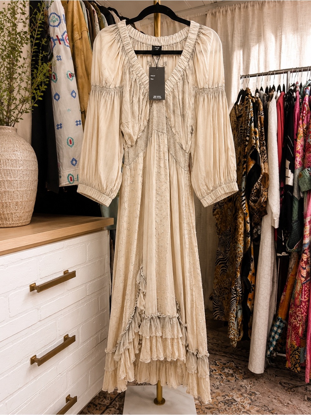 🌿 Stunning Embroidered Boho Maxi Dress  made India 🌿